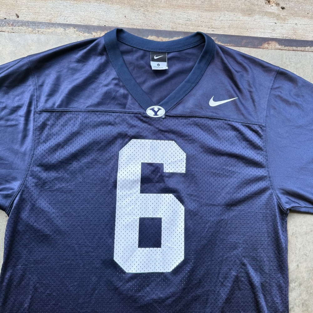Nike BYU Cougars Football Jersey Navy Blue Number 6 Mens Medium Mesh Authentic - Picture 2 of 8